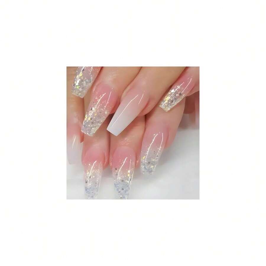 Bling Press On Nails Long Gradient Fake Nails Tips Full Cover False Coffin Nails For Women And FFgirls 24PCS{Inchcolor_nameinch:InchNails-08inch} - 指甲-08 - 查看 1