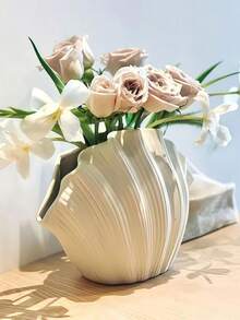 1pc Wavy Shell Vase, Decorative Vase, Home/Desk Decor - Multicolor - View 5