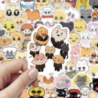 100pcs EN/HYPEN Stickers, NIKI, JAKE, SUNOO Animal Cute Cartoon Stickers, Scrapbooking Decorative Stickers, Holiday & Birthday Gifts, Fan Gifts
