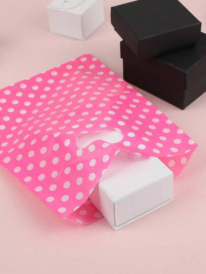 10/20/30pcs Pink Polka Dot Plastic Gift Bags For Girls 7.87x10.63 Inch Jumbo Pink And White Gift Bag For Baby Shower Happy Birthday Girls Newborn Party Favor Sweet