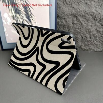 波浪涟漪抽象线条艺术图案保护套 - 简约爱好者和现代风格追求者的理想之选。这款保护套采用翻盖式设计，带有笔槽，兼容 iPad/Galaxy Tab S10+/S9/A9，并具备自动休眠/唤醒功能，同时兼容小米 5/5 Pro/6/6 Pro/7/7 Pro。