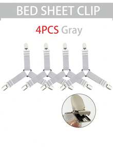 4pcs Triangle Household Bed Sheet Clips - Adjustable Elastic Fixers For Bed Sheets, Sofa, Car Seats & Tablecloths, Anti-Slip Anti-Run Sheet Buckles (Black/Pink/Khaki/Gray/White) - Multicolor - View 11