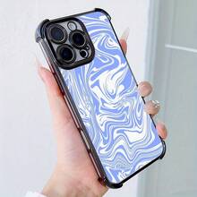 Funda de Teléfono con Diseño de Patrón Abstracto en Espiral Azul y Blanco para  16, 16e, 16 Plus, 16 Pro, 16 Pro Max,  15, 15 Plus, 15 Pro, 15 Pro Max, 14, 14 Plus, 14 Pro, 14 Pro Max, 13, 13 Pro, 13 Pro Max, 12, 12 Pro, 12 Pro Max, 11, 11 Pro Max, 7, 8, X, XS, Anti-suciedad, a la Moda, , Antigolpes en las Cuatro Esquinas - Colores mixtos - Ver 5