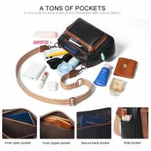 Bluome 7L Crossbody Purses For Women, Vegan Leather Shoulder Bag Handbags Medium Hobo Bag With Guitar Strap,Vacation Essentials&Back-To-School Essentials,Christmas Gifts - 主黑配棕 - 查看 4