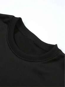 Sudadera para hombre estilo religioso con frase inspiradora, algodón cómodo, corte holgado, cuello redondo, manga larga, para otoño e invierno, ideal para iglesia y reuniones - Negro - Ver 3