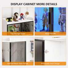 Display Cabinet With Adjustable Shelves, 65" Tall Bookcase With LED Lights/Human Sensor, 5 Tier Display Case For Collectibles Bedroom Living Room Office, Black - Transparent Acrylic Doors - Xem 6