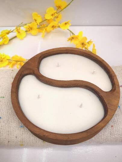 Dried Flower Scented Candle, Wooden Container, Scented Home Decor, Golden Ferris Wheel Ornament, Winter Relaxation Gift Set (Petal DIY)