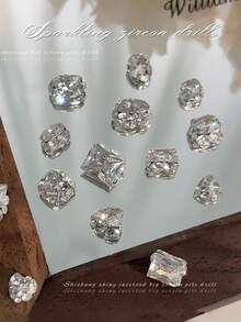 10颗白色锆石水钻美甲装饰，手工闪亮美甲水钻，高端美甲饰品配件，美甲宝石 - 白色 - 查看 6