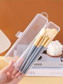 1 pieza/2 piezas/5 piezas Estuches portátiles transparentes para pinceles de maquillaje - Diseño con tapa abatible montada en la pared, estuche de cosméticos portátil a prueba de polvo con gancho colgante, decoración de habitación, bolsas, bolsa de maquillaje, tocador, viaje, bolsa de maquillaje, organizador, almacenamiento, artículo de viaje esencial, organizador de maquillaje, bolsas de maquillaje, neceser