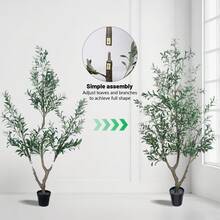 LEMEGO Upgraded Olive Tree Artificial Plants 6ft 7ft Faux Olive Trees With 3 Branches And Lifelike Fruits Outdoor Indoor Realistic Potted Plant For Mordern Home Office Living Room Decor - 綠色 - 查看 5
