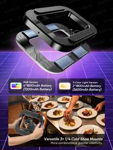 AXNEN 多功能手持LED补光灯，带手机笼支架，USB充电便携式手机直播摄影灯，配备可调节手机夹和冷靴接口，适用于内容创作、自拍补光、Vlog拍摄、手机配件、摄影配件 - 彩色 - 查看 6