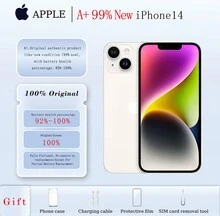 A+، هاتف Apple iPhone 14 مستعمل بسعة 128 جيجابايت، منتج أصلي أصلي بحالة جديدة (99% جديد)؛ هاتف محمول، هاتف، جوالات، ايفون، ايفون، هاتف، هدية غطاء غشاء