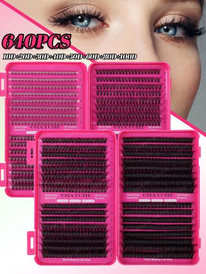CMAYOME 640 Clusters Ultra Large Capacity Individual Eyelash Clusters 10D-150D Mixed Density, 8-16mm D Curl DIY Eyelash Extension Kit, DIY False Eyelash Tool Set, DIY Eyelash Glue Kit For Eye Makeup. Super Dense, Soft And Ultra-Light Eyelash Clusters, Suitable For Travel, Beginners' Daily Use, Weddings, Dates, Parties, And Festivals. Perfect For Christmas/Halloween/Eyelash Tool Kit.