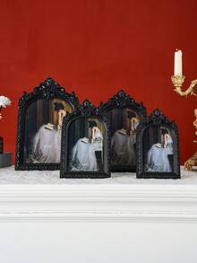 1个复古黑白拱形花卉装饰相框，复古欧式温馨家居桌面装饰照片展示框，适用于照片展示、家居装饰和摄影道具 - 彩色 - 查看 2