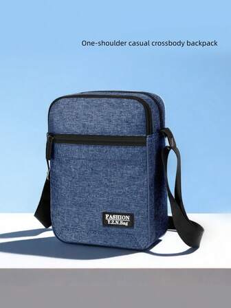 Stor kapacitet, moderiktig herrväska med en axel, diagonal axelrem, multifunktionell justerbar rem med dragkedja, praktisk förvaringsväska med flera fack