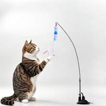 1 Piece Cat Teasing Stick Interactive Toy, Pet Artificial Feather Bell Refill Replacement Catcher Product, Suitable For Cat Exercise And Self-Entertainment, Handheld Teasing Stick,Various Insects Replace The Head,Cat Toys