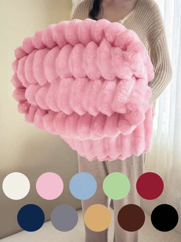 1pc Throw Blanket, Bedding, Cozy And Warm Blanket, Lightweight Soft And Comfortable, Solid Color Series, Minimalist And Stylish Design, Suitable For Sofa, Bedroom, Living Room, All-Around Comfort, Travel Use, Nap Blanket, Reference Size Image, Multiple Sizes Available, Machine Washable, Autumn Decor, Room Decor, Back To School, School Supplies