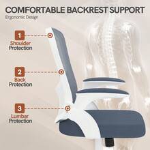 GartistGo Ergonomic Office Desk Chair With Flip-Up Armrests, Mid-Back Mesh Chair With Lumbar Support, Adjustable Height & Storage Backrest, Comfortable Computer Chair For Home Office - Dark Grey - View 8
