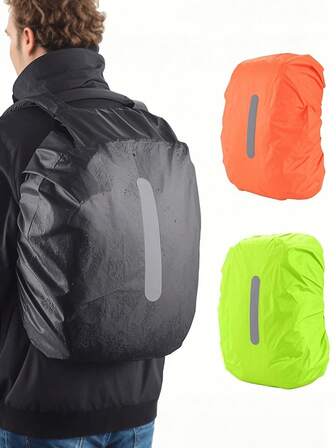 1Pc 15-75L Black Backpack Rainproof And Anti-Fouling Cover, Dustproof Cover For Outdoor Travel Hiking And Mountaineering Bag, Foldable And Backpack Protective Cover With Safety Reflective Strips, Suitable For Outdoor, Mountaineering, Commuting, School, Home, Travel Storage