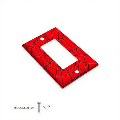 1pc Spider-Themed Decorative Wall Panel, 1pc/2pcs Electrical Panel, Red And Black Mesh Design, Living Room, Bedroom Light Switch Cover, Country Bathroom Decoration, Easy To Install, Living Room Decoration | Spider Decoration