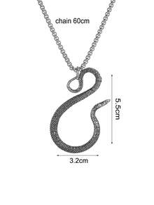 1件 时尚男士蛇形吊坠项链 - 復古銀色 - 查看 2