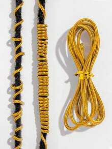 حزام شعر مطاطي قابل للنسج، قطر 3 مم عالي المرونة، حبل شعر، حامل ذيل الحصان، مطاطات شعر، أربطة مطاطية للشعر، إكسسوارات رأس مطاطية - الذهبي - مشاهدة 1