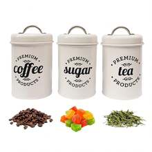 Set Of 1/3 Kitchen Canisters With Airtight Lids, Coffee Tea Sugar Flour Tin Jars Nesting Food Storage Container Set For Farmhouse Decor - Red - View 8