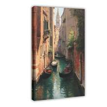 Venice Canal Oil Painting Canvas Wall Art Romantic Home Decor - Beige - View 1
