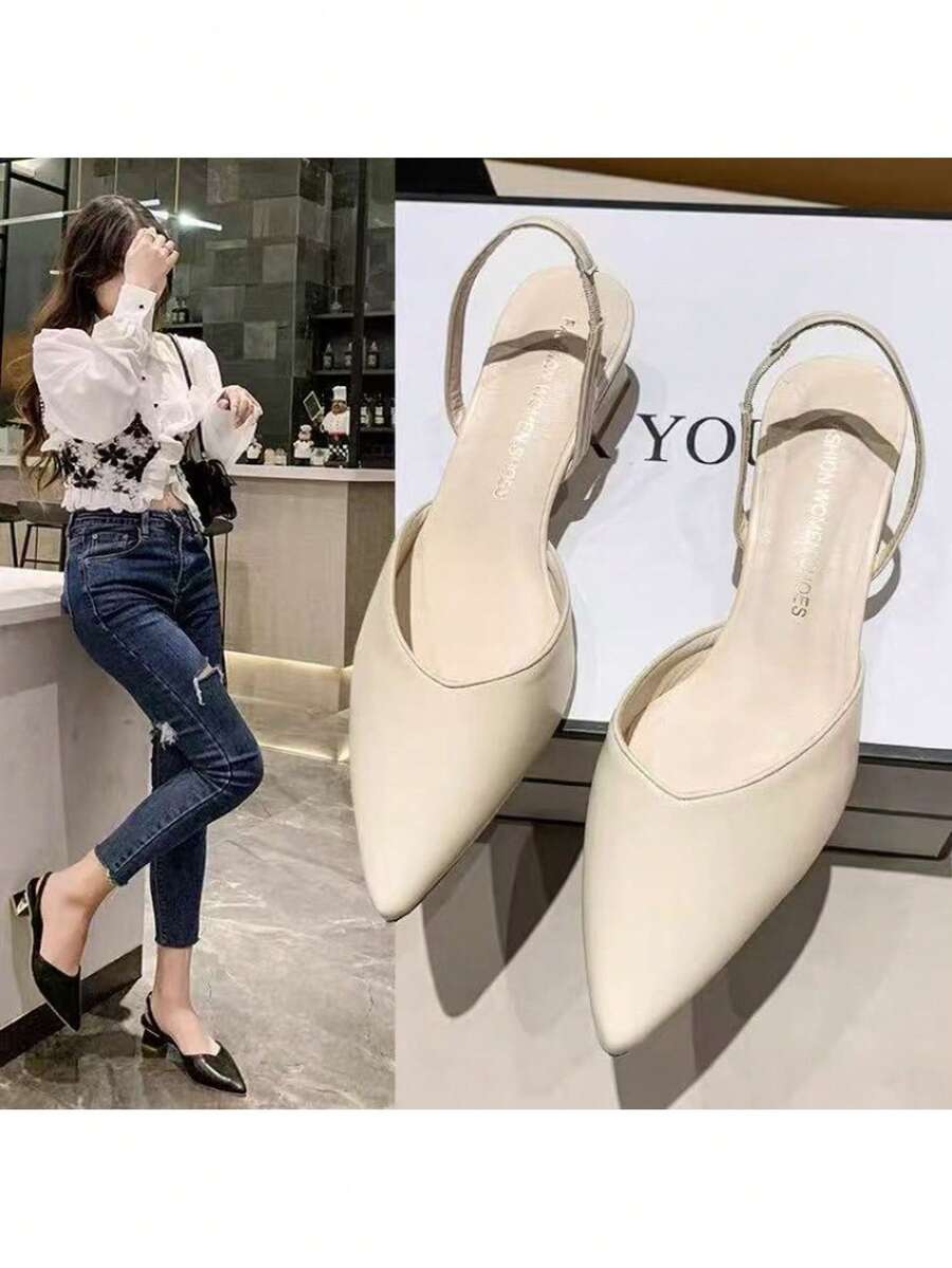 Zapatos de tacón alto para mujer, elegantes stilettos clásicos de última moda, sandalias de tacón alto con punta fina, ideales para fiestas y bodas. - Beis - Ver 1