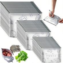 30pcs Aluminum Foil Refrigerator Storage Bags Reusable Perfect For Kitchen Organization In The Refrigerator Or Freezer 3 Size Zipper Fresh-Keeping Bags For Fruits Vegetables Meat Grains Nuts Snacks Food Preservation Sealing Bags Kitchen Accessories