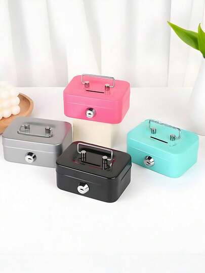 Metal Key Lock Storage Box, Creative Handheld Key Money Box Storage Container, Coin Storage Box, Adult , Coin , Adult , Deposit Box, Cash Register
