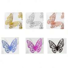 12Pcs/Set 3D Hollow Butterfly Wall Sticker ,Fridge Magnets,Wall Decor & Stickers,Cake Decor Toppers ,Wedding Decor Living Room Home Decor Butterflies Stickers Gender Reveal Party Decor,Wall Decor,Home Decor Living Room,Fridge Magnets & Refrigerator Magnets,Christmas Decorations,,Halloween Decorations,Room Decor Bedroom - 彩色 - 查看 2