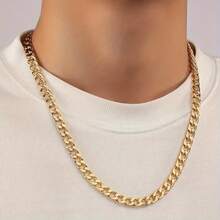 1pc Fashionable Minimalist Classic Unisex Chain Necklace - Cuban Link Chain Necklace, Stylish Stainless Steel Accessory, Perfect For Casual Wear, Suitable For Both Men And Women
