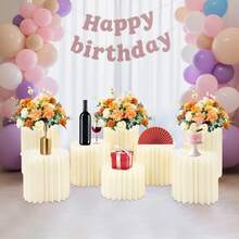 YUNRUX Foldable Paper Column Display Stands, Round Cylindrical Wedding Flower Stands, Paper Column Stands For Wedding Dessert Flowers - A - 查看 6