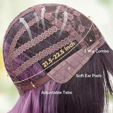 Lady Miranda Purple Bob Wig With Bangs Short Straight Ombre Wig Middle Part With Bangs Bob Hair Wigs Synthetic Grey To Purple Wigs For Women Daily Party Wig For Women{Inchcolor_nameinch:Inch1-GreyOmbrePurpleinch} - 1-灰紫色 - 查看 6