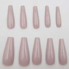 Colored Coffin Press On Nails Long Ballerina False Fake Nail Tips Full Cover Manicure Design Acrylic Nails 100pc For Women Teen FFgirls (Khaki){Inchcolor_nameinch:InchKhakiinch} - 卡其色 - 查看 4