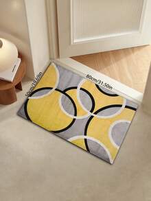 1 Stück moderner grafischer gelber Teppich, minimalistischer Stil dekorativer Teppich für Schlafzimmer, Arbeitszimmer, Wohnzimmer, Heimdekoration, bedruckter Teppich, Fenstersitzteppich