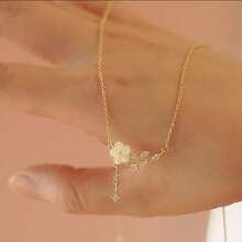 1 Piece Elegant Cherry Blossom Pendant Necklace For Women - Perfect For Any Occasion, Adds Style And Elegance To Your Look! - Bạc - Xem 3
