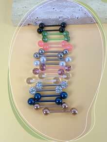 40pcs Piercing Jewelry Set, 316 Surgical Steel Titanium Hypoallergenic Tongue Rings, Sparkling Rhinestone Tongue & Nipple Rings, Suitable For Men & Women, Daily & Holiday Wear, Gift