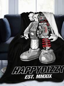 Kawss Kawaii Kaw Blanket Anime Snuggle Blanket - Ultra Soft Flannel Throw, The Perfect Gift For Fans For Christmas & Birthday, For Home Use, Camping And Travel Adventures - 黑色 - 查看 1