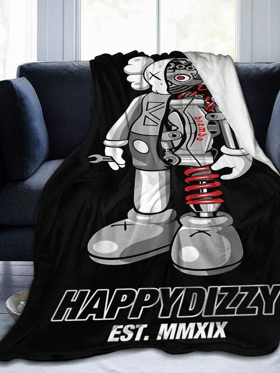 Kawss Kawaii Kaw Blanket Anime Snuggle Blanket - Ultra Soft Flannel Throw, The Perfect Gift For Fans For Christmas & Birthday, For Home Use, Camping And Travel Adventures - 黑色 - 查看 1