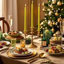 10 Inchyellow Taper Candles Set Of 4 Tapered Candle, Tall Candlesticks,Conical Stick Candles,Less,For Home Dinner, Party, Wedding, Halloween, Christmas (Yellow, 10inch){Inchcolor_nameinch:InchYellowinch,Inchsize_nameinch:Inch10inchinch} - 黃色的 - 查看 6