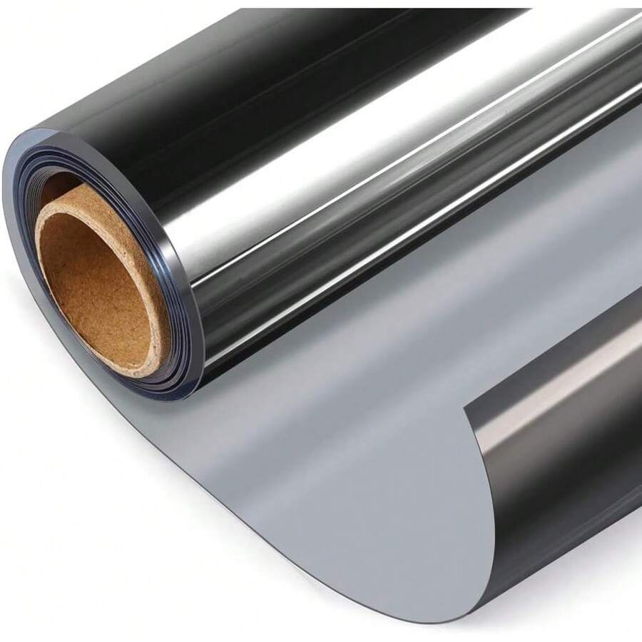 HIDBEA Película de Privacidad Unidireccional Bloqueador Control de Calor Tinte de Vidrio Interiores del Hogar Pegatinas de Pantalla Autoadhesivas Casa Negro-Plata 35.4 Pulgadas por 78.Pulgadas - Opaco - Ver 1