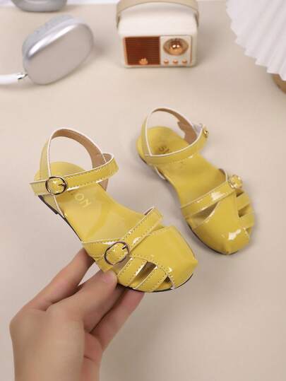 儿童时尚户外凉鞋夏季方头平底鞋系带凉鞋新款女童鞋时尚沙滩拖鞋