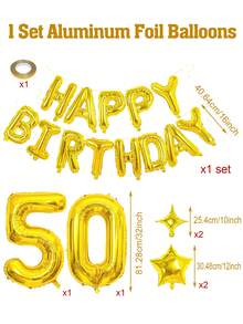 1 set Banderoles et ballons en feuille d'or pour 18e anniversaire, ballons de fête multicolores réutilisables, décoration de fond de fête d'anniversaire intérieur/extérieur, accessoires de décoration photo pour fête d'anniversaire 18e, 40e, 50e, 60e, ballons de décoration d'anniversaire, fournitures de décoration de fête, ballons, convient pour fête d'anniversaire, décoration d'anniversaire, décoration de chambre, décoration de la maison, cadeau d'anniversaire - Doré - Voir 12