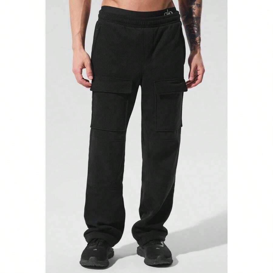 Alo Yoga Polar Fleece Ridge Cargo Pants - Black |  | Pilates Set - 黑色 - 查看 1