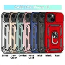 Ring Stand Rotating Slide Camera Lens Military Grade Armor Case For IPhone 16 14 13 12 11 15 Pro Max 16 Plus 13Mini 12Mini Cover - 紅色 - 查看 4