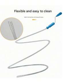 1pc Steel Wire Drain Cleaner, Bathroom Pipe Cleaning Tool, Flexible Steel Wire Sink Drain Clog Remover, Toilet Blockage Unclogging Manual Plunger, Spring Drain Cleaning Tool, Manual Drain Unclogger - Multicolor - View 6
