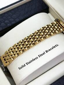 Pablo Raez 1 pezzo Orologio da donna di lusso in oro 18K, gioiello di moda, orologio da polso blu, accessori in acciaio inossidabile, movimento al quarzo, colore dorato IPG antiossidante, orologio da abito - Tagli Unica - Visualizzare 4