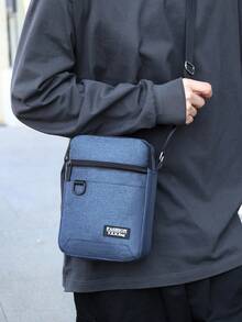 Large Capacity Fashion Men's One Shoulder Diagonal Messenger Bag, Multi-Functional Adjustable Strap Zipper Closure, Multi-Compartment Practical Storage Men's Bag Festival